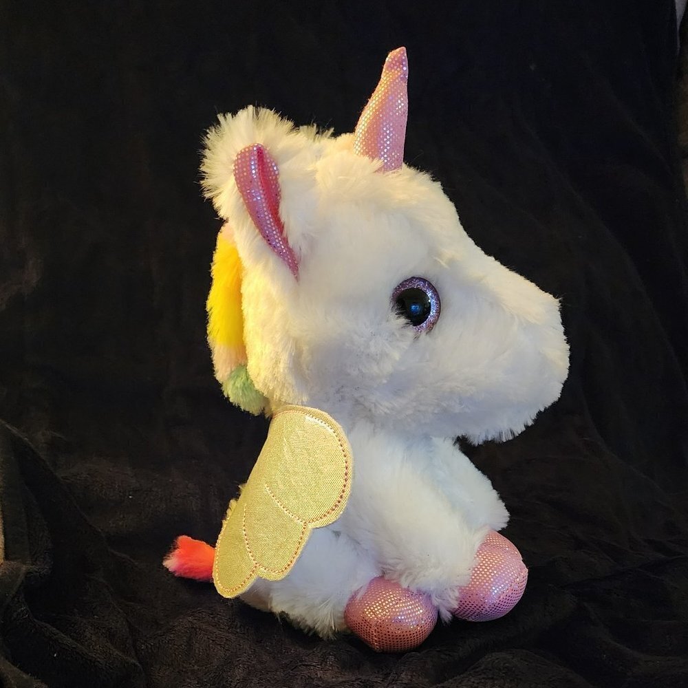 Goffa International White Plush Sparkle Unicorn w Wings Stuffed Animal - Picture 3 of 5